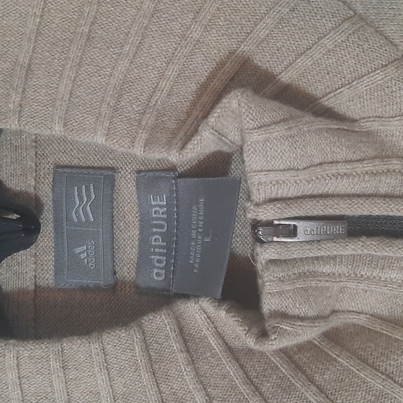 ADIDAS Adipure tan golf cardigan sweater jacket full zip size large - Picture 3 of 5
